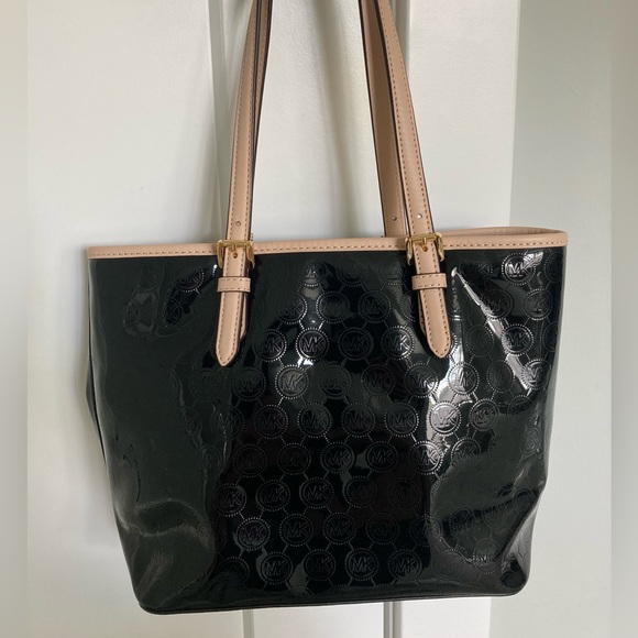 Michael Kors Jet Set Medium MK Snap Pocket Tote Chrome/Tan 😎🖤👜 - Picture 10 of 12